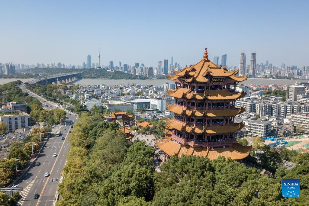 Vista aerea della città di Wuhan