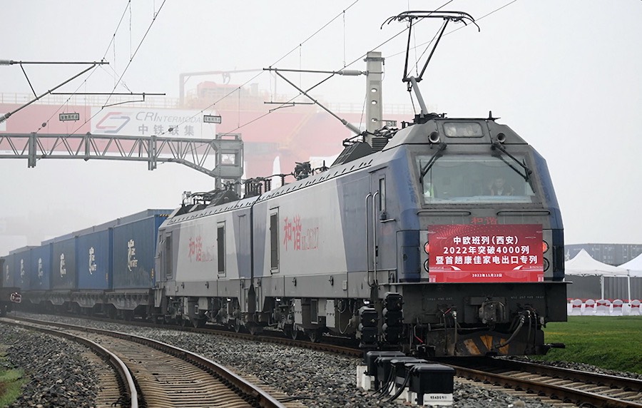 Cina: il numero dei treni merci Cina-Europa dello Shaanxi supera i 4.000 nel 2022