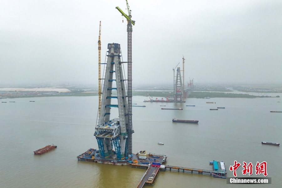 Jiangsu: in costruzione il ponte Changtai sul fiume Yangtze