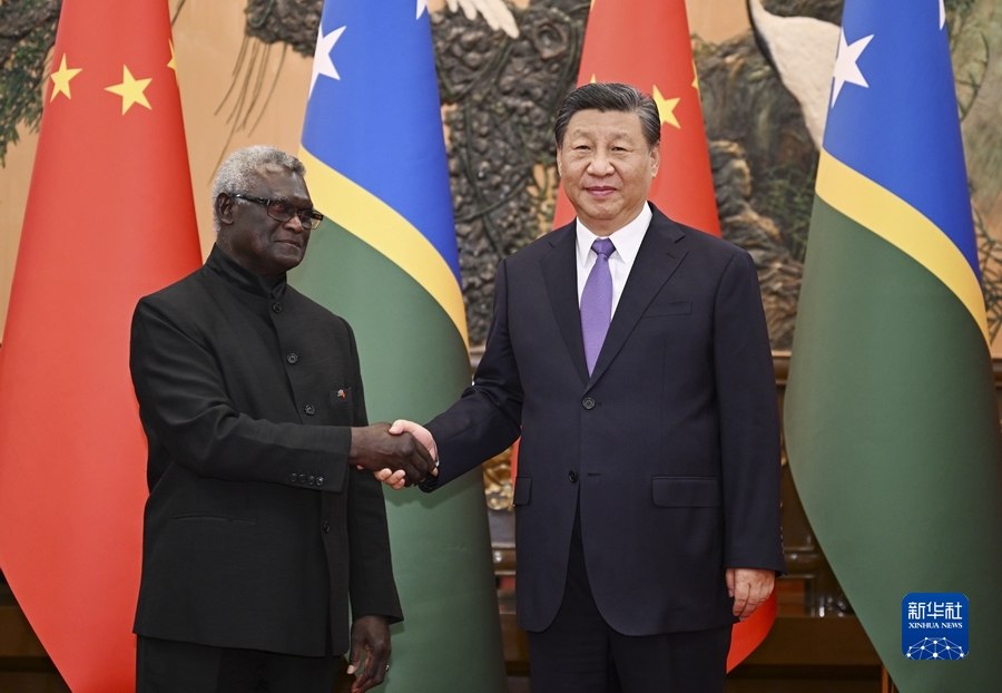 Incontro tra Xi Jinping e il primo ministro delle Isole Salomone Manasseh Sogavare