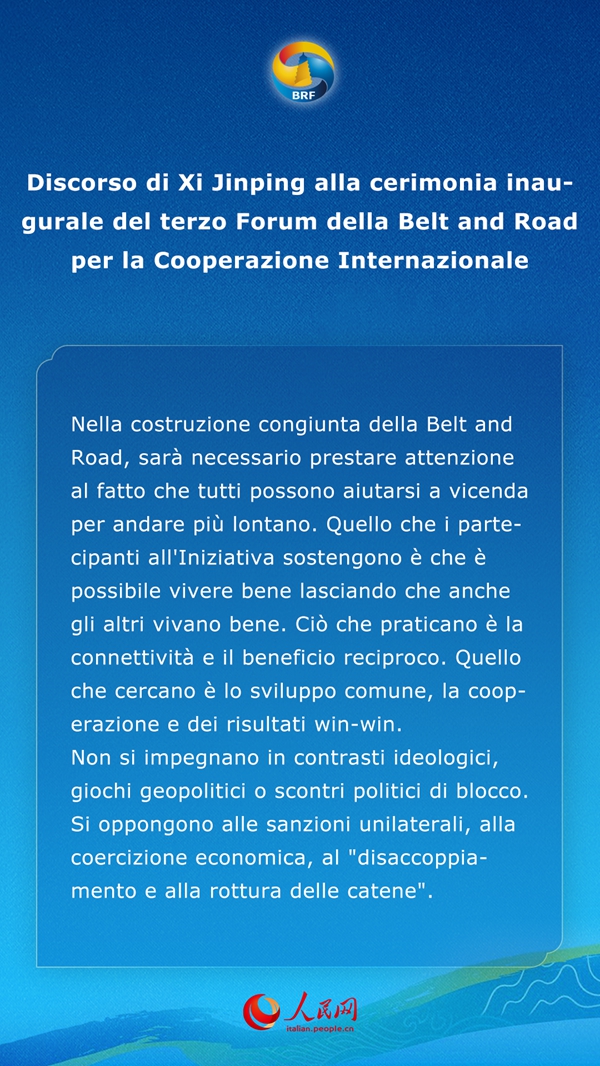 Punti chiave del discorso di Xi Jinping alla cerimonia inaugurale del terzo Forum della Belt and Road per la Cooperazione Internazionale