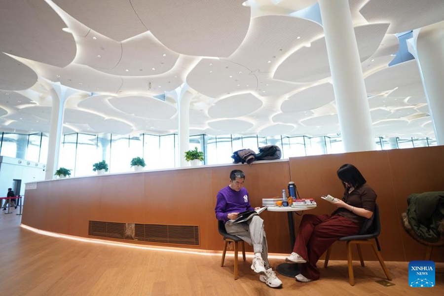 Cittadini trascorrono il tempo libero alla Biblioteca di Beijing