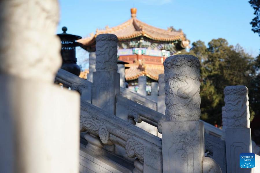 Elementi festivi con il tema del drago lungo l'Asse Centrale di Beijing