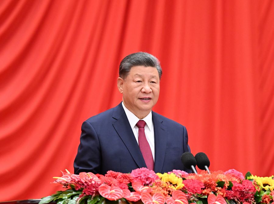 Xi Jinping pronuncia un discorso importante al ricevimento per il 75esimo anniversario della fondazione della Repubblica Popolare Cinese